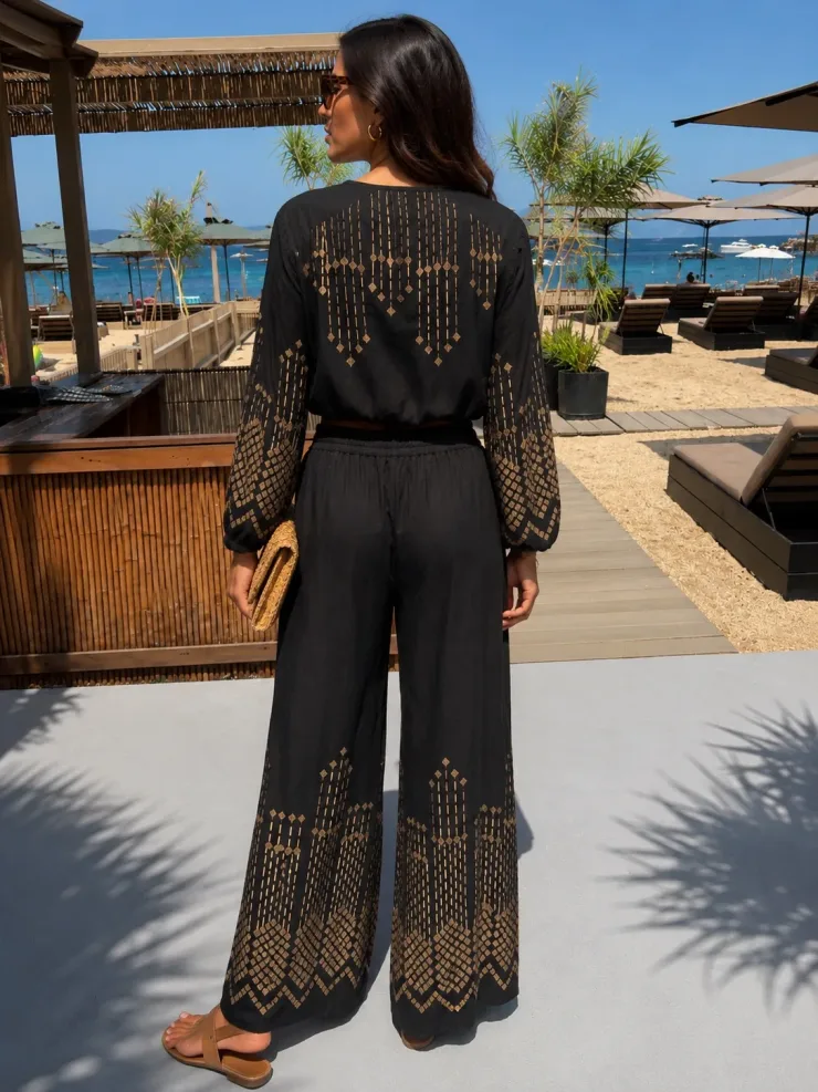 GREEK ARCHAIC KORI - SHORTS AND TOP LINEN SET