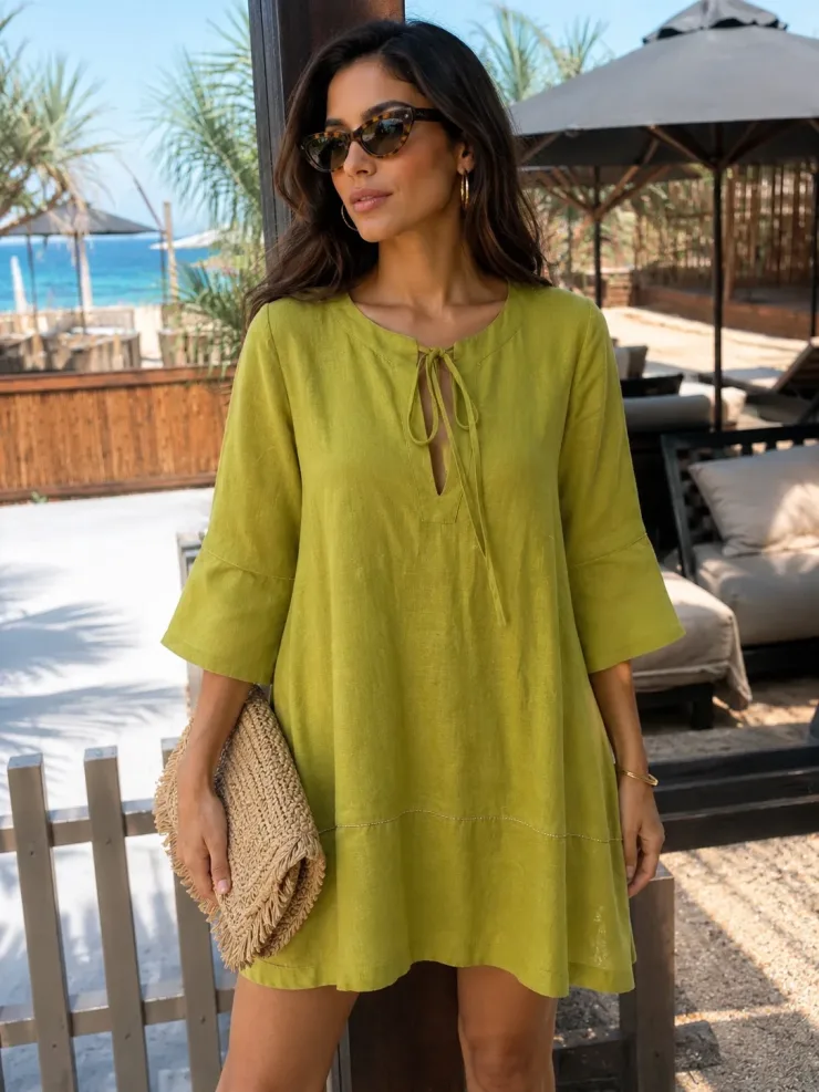 GREEK ARCHAIC KORI - SHORTS AND TOP LINEN SET